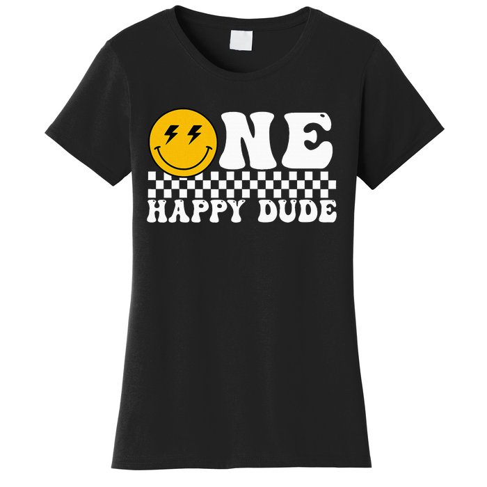 One Happy Dude Groovy 1st Birthday Party Family Matching Women's T-Shirt