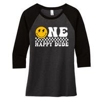 One Happy Dude Groovy 1st Birthday Party Family Matching Women's Tri-Blend 3/4-Sleeve Raglan Shirt