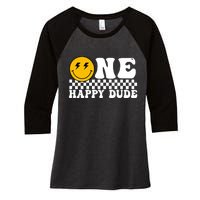 One Happy Dude Groovy 1st Birthday Party Family Matching Women's Tri-Blend 3/4-Sleeve Raglan Shirt