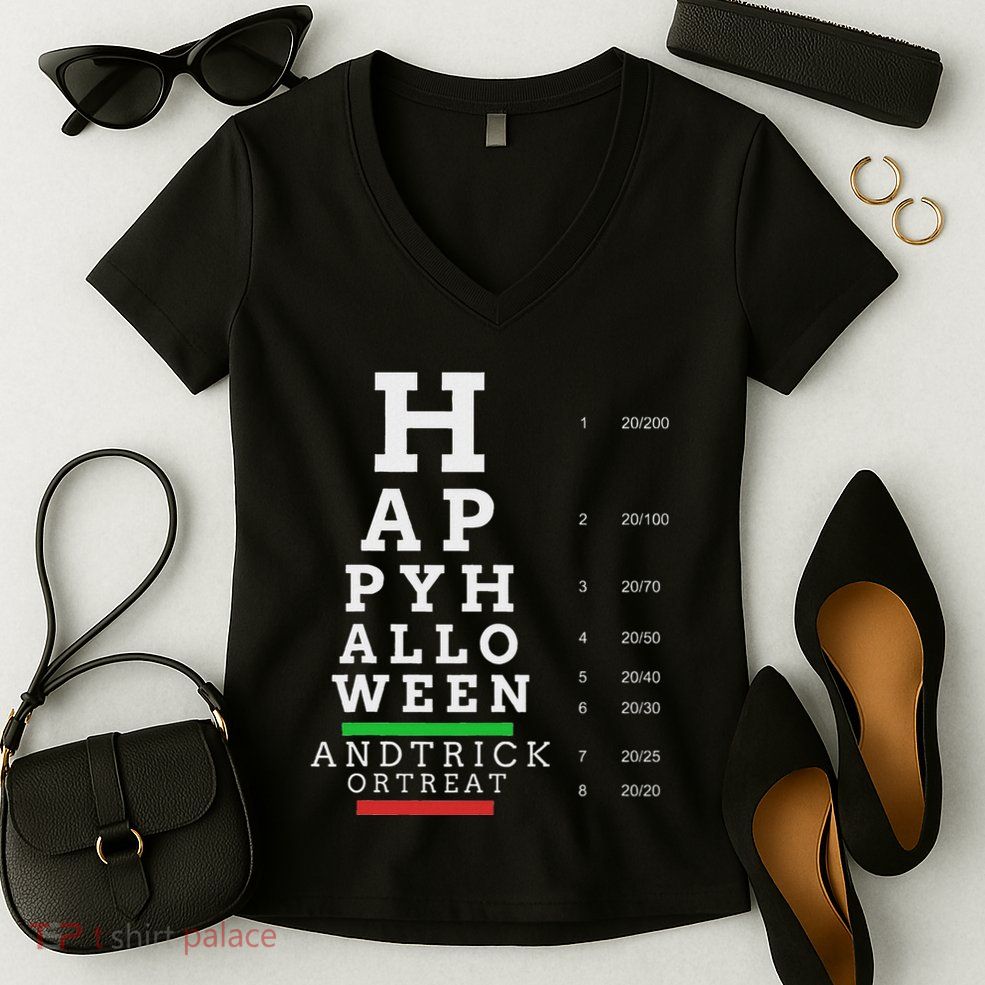Optometrist Halloween Eye Chart Optometry Eye Doctor Women's V-Neck T-Shirt