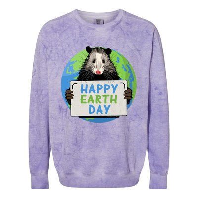 Opossum Happy Earth Day Lovers Funny Possum Gift Colorblast Crewneck Sweatshirt