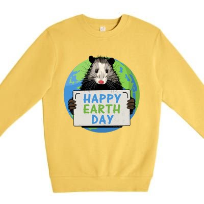 Opossum Happy Earth Day Lovers Funny Possum Gift Premium Crewneck Sweatshirt