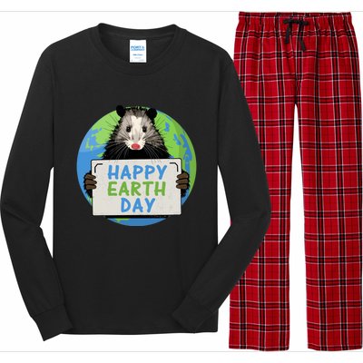 Opossum Happy Earth Day Lovers Funny Possum Gift Long Sleeve Pajama Set