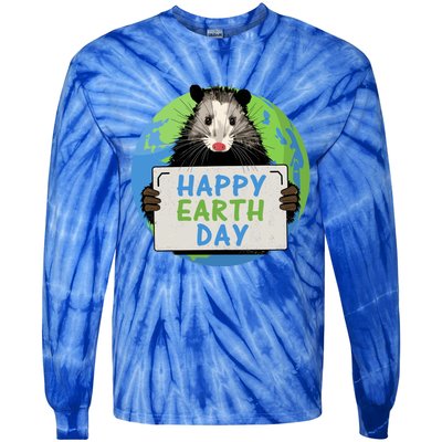 Opossum Happy Earth Day Lovers Funny Possum Gift Tie-Dye Long Sleeve Shirt