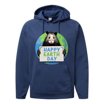 Opossum Happy Earth Day Lovers Funny Possum Gift Performance Fleece Hoodie