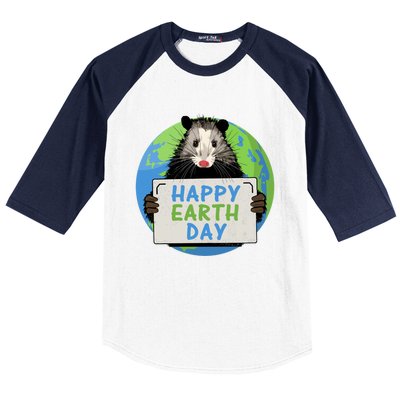 Opossum Happy Earth Day Lovers Funny Possum Gift Baseball Sleeve Shirt