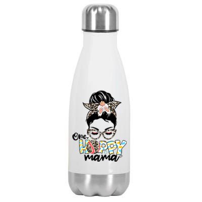 One Hoppy Easter Baseball Mom Bunny Leopard Messy Bun Eggs Cool Gift Stainless Steel Insulated Water Bottle