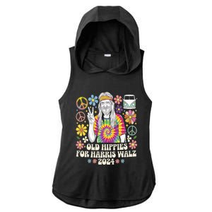 Old Hippies For Harris Waltz 2024 Election Kamala Harris Ladies PosiCharge Tri-Blend Wicking Draft Hoodie Tank