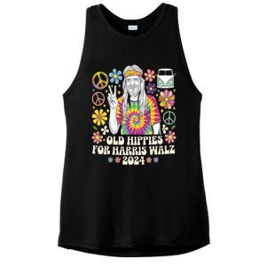 Old Hippies For Harris Waltz 2024 Election Kamala Harris Ladies PosiCharge Tri-Blend Wicking Tank