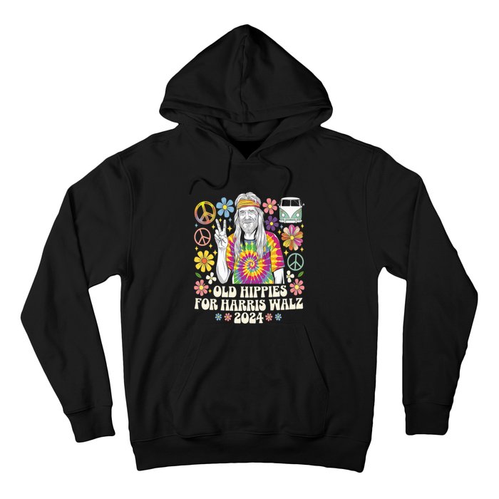 Old Hippies For Harris Waltz 2024 Election Kamala Harris Hoodie