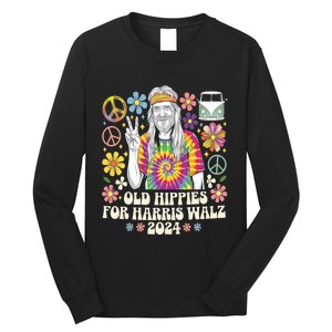 Old Hippies For Harris Waltz 2024 Election Kamala Harris Long Sleeve Shirt