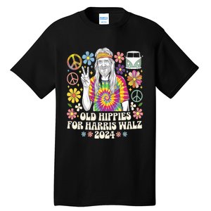 Old Hippies For Harris Waltz 2024 Election Kamala Harris Tall T-Shirt