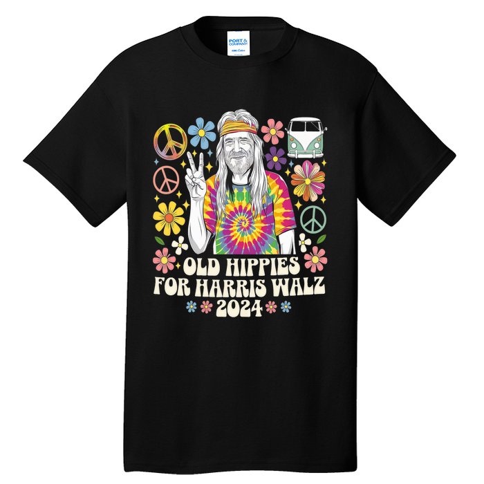 Old Hippies For Harris Waltz 2024 Election Kamala Harris Tall T-Shirt