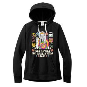 Old Hippies For Harris Waltz 2024 Election Kamala Harris Women's Fleece Hoodie