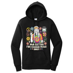 Old Hippies For Harris Waltz 2024 Election Kamala Harris Women's Pullover Hoodie