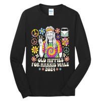 Old Hippies For Harris Waltz 2024 Election Kamala Harris Tall Long Sleeve T-Shirt