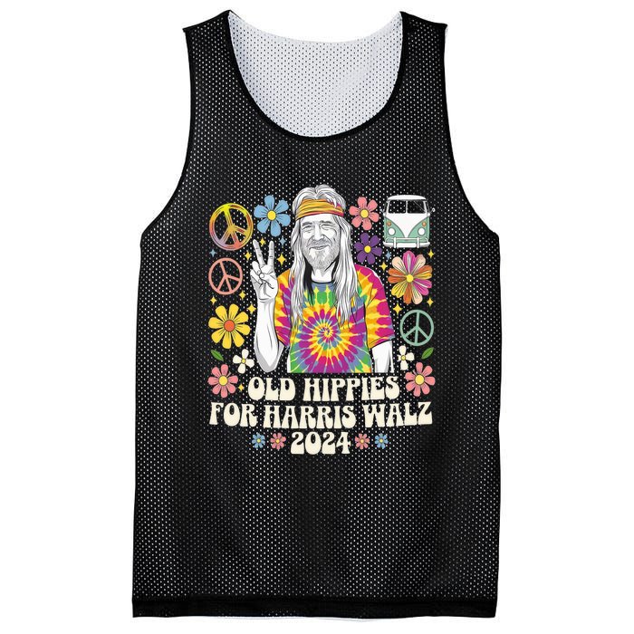 Old Hippies For Harris Waltz 2024 Election Kamala Harris Mesh Reversible Basketball Jersey Tank