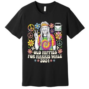 Old Hippies For Harris Waltz 2024 Election Kamala Harris Premium T-Shirt