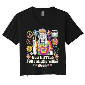 Old Hippies For Harris Waltz 2024 Election Kamala Harris Women's Crop Top Tee