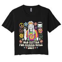 Old Hippies For Harris Waltz 2024 Election Kamala Harris Women's Crop Top Tee