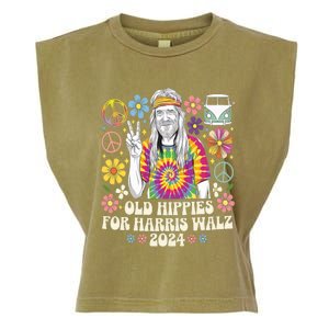 Old Hippies For Harris Waltz 2024 Election Kamala Harris Garment-Dyed Women's Muscle Tee