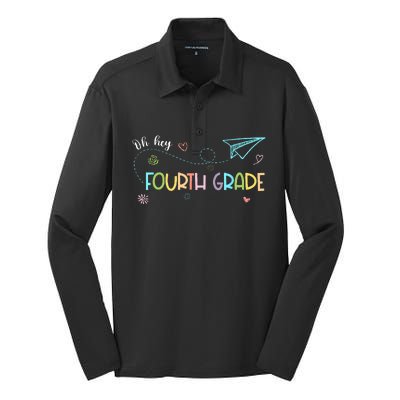 Oh Hey Fourth Grade Teacher Student 4th Grade Back To School Silk Touch Performance Long Sleeve Polo