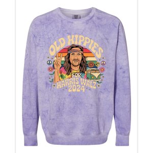 Old Hippies For Harris Waltz 2024 Election Kamala Harris Colorblast Crewneck Sweatshirt