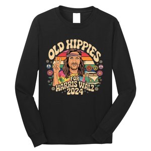 Old Hippies For Harris Waltz 2024 Election Kamala Harris Long Sleeve Shirt