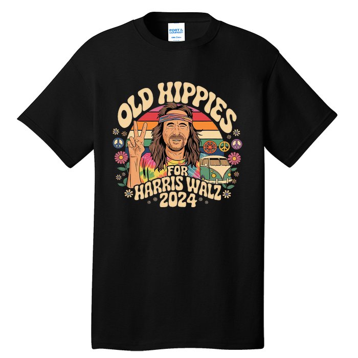 Old Hippies For Harris Waltz 2024 Election Kamala Harris Tall T-Shirt