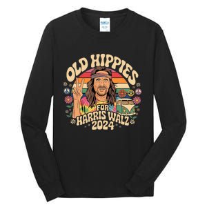 Old Hippies For Harris Waltz 2024 Election Kamala Harris Tall Long Sleeve T-Shirt