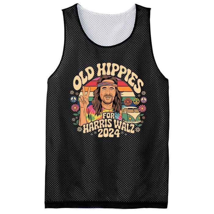 Old Hippies For Harris Waltz 2024 Election Kamala Harris Mesh Reversible Basketball Jersey Tank