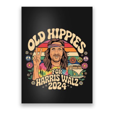 Old Hippies For Harris Waltz 2024 Election Kamala Harris Poster