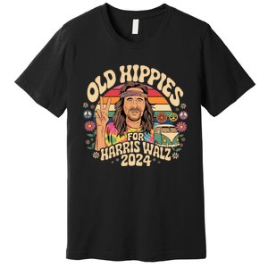 Old Hippies For Harris Waltz 2024 Election Kamala Harris Premium T-Shirt