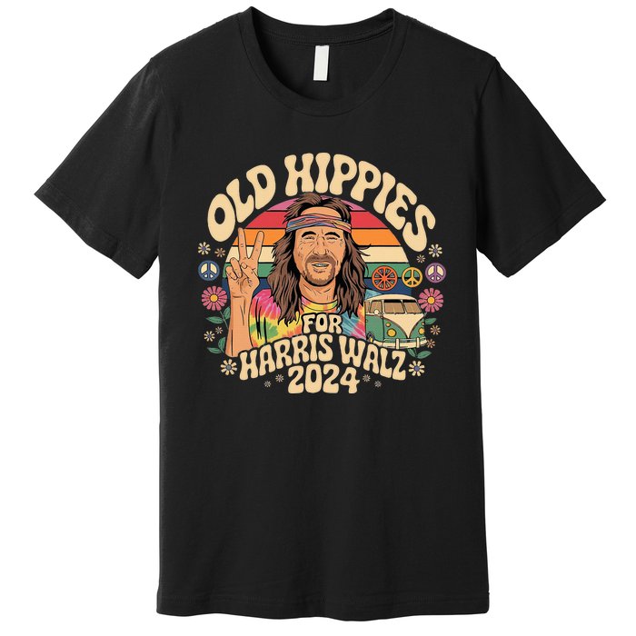 Old Hippies For Harris Waltz 2024 Election Kamala Harris Premium T-Shirt