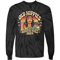 Old Hippies For Harris Waltz 2024 Election Kamala Harris Tie-Dye Long Sleeve Shirt