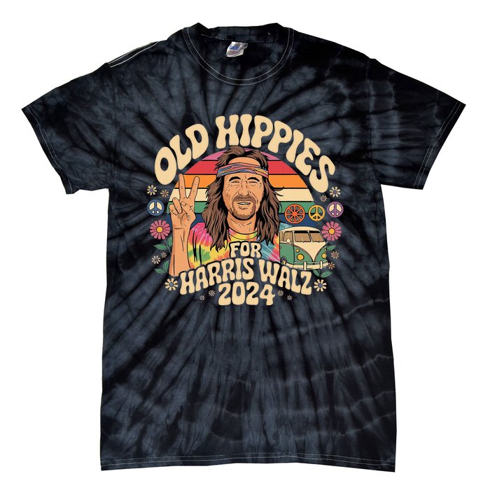 Old Hippies For Harris Waltz 2024 Election Kamala Harris Tie-Dye T-Shirt