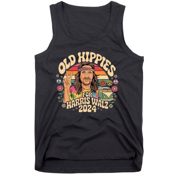 Old Hippies For Harris Waltz 2024 Election Kamala Harris Tank Top