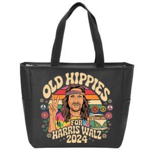 Old Hippies For Harris Waltz 2024 Election Kamala Harris Zip Tote Bag