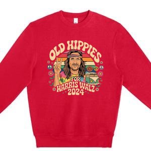 Old Hippies For Harris Waltz 2024 Election Kamala Harris Premium Crewneck Sweatshirt