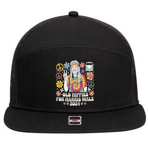 Old Hippies For Harris Waltz 2024 7 Panel Mesh Trucker Snapback Hat