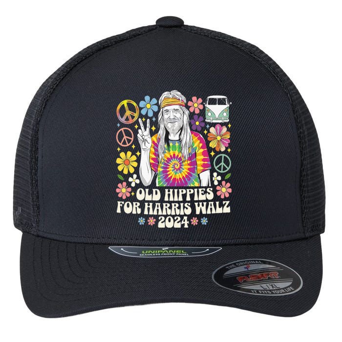 Old Hippies For Harris Waltz 2024 Flexfit Unipanel Trucker Cap