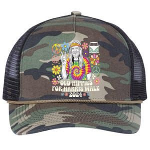 Old Hippies For Harris Waltz 2024 Retro Rope Trucker Hat Cap