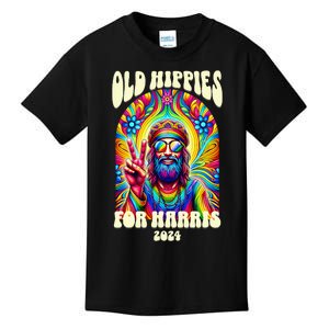 Old Hippies For Harris 2024 Kamala Harris Madam President Kids T-Shirt