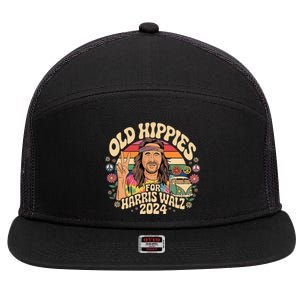 Old Hippies For Harris Waltz 2024 Election Kamala Harris 7 Panel Mesh Trucker Snapback Hat