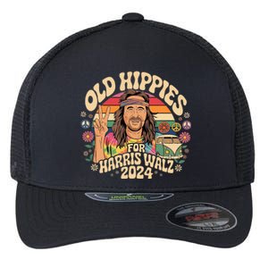 Old Hippies For Harris Waltz 2024 Election Kamala Harris Flexfit Unipanel Trucker Cap