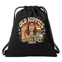 Old Hippies For Harris Waltz 2024 Election Kamala Harris Drawstring Bag