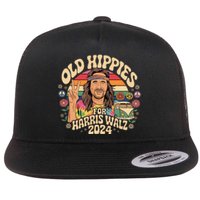 Old Hippies For Harris Waltz 2024 Election Kamala Harris Flat Bill Trucker Hat