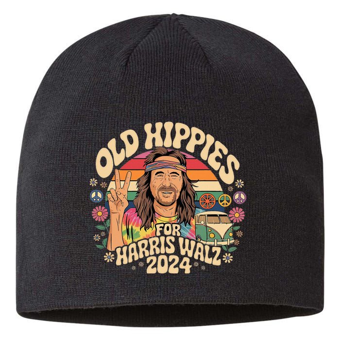 Old Hippies For Harris Waltz 2024 Election Kamala Harris Sustainable Beanie