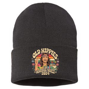 Old Hippies For Harris Waltz 2024 Election Kamala Harris Sustainable Knit Beanie