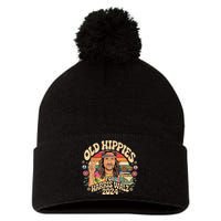 Old Hippies For Harris Waltz 2024 Election Kamala Harris Pom Pom 12in Knit Beanie